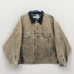 Vintage Carhartt JB0682 Brown 4XL Trucker Jacket Star Tag Detroit Blanket USA